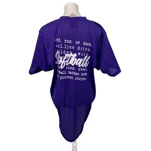 New Hand Printed Unisex Large Purple Womens Softball Short Sleeve Baseball Shirt